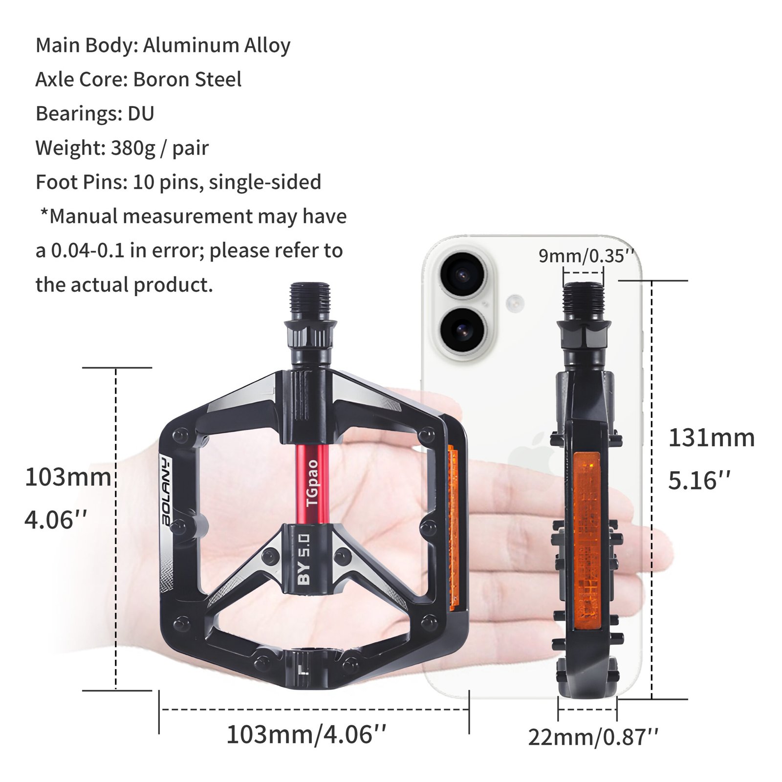 【Sealed Bearings & Weather Resistant】 Sealed bearings effectively block out dust, mud, and water, protecting the internal mechanism from the elements and significantly extending the pedal's lifespan.