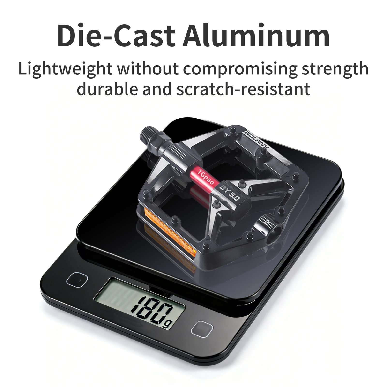 【Lightweight & Effortless Riding】 Made from aluminum alloy, the pair weighs only 380g. The lightweight design reduces overall bike weight, making your ride more effortless and agile.