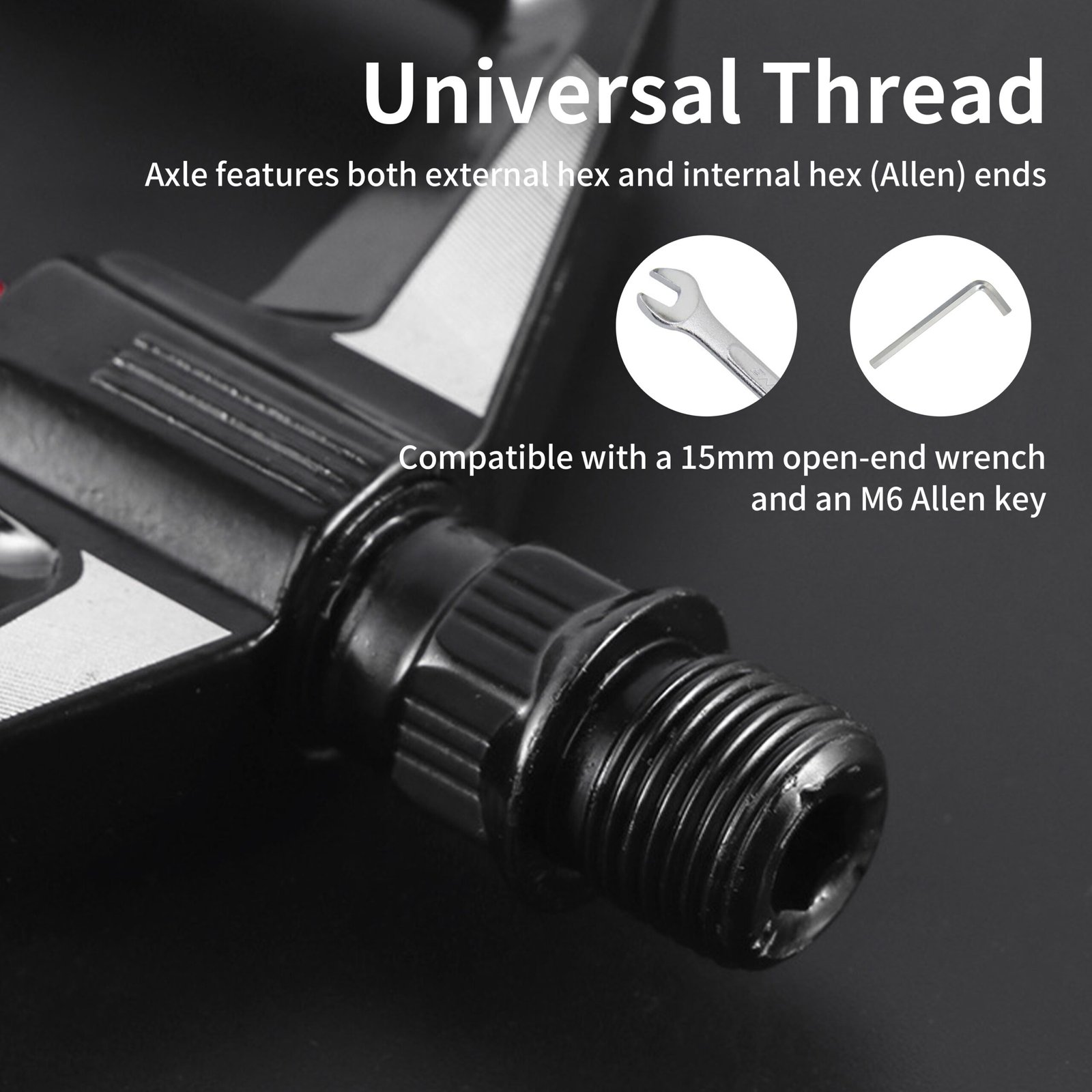 【Clear L/R Marks & Universal Fit】 Clearly marked "L" and "R" on each pedal for easy identification and installation. The universal thread design fits most mountain, road, and folding bikes.