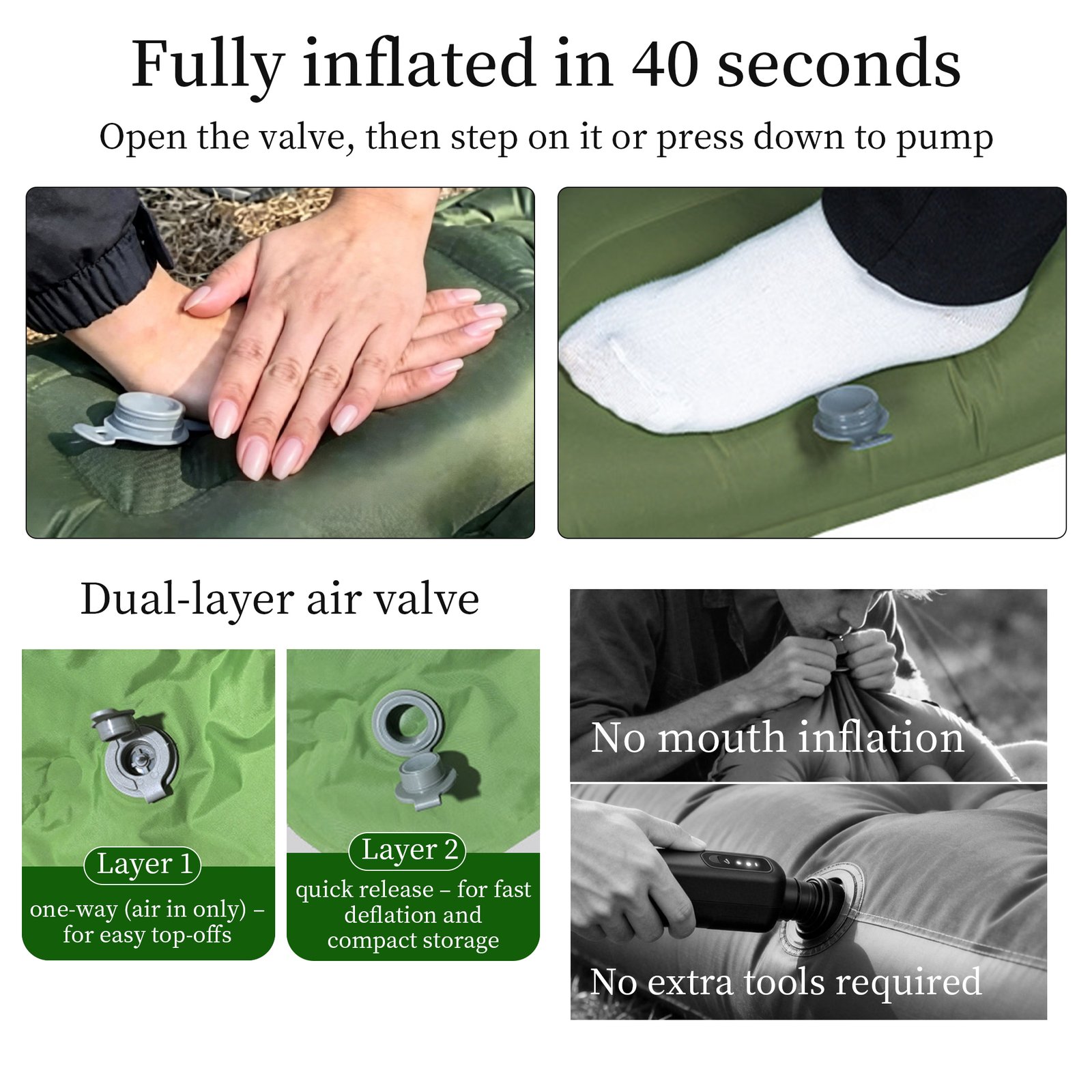 Waterproof and moisture-proof TPU air mattress for all-weather camping, showing water beading on the surface.