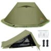 TGpao Trekking Pole Tent in Outdoor Mountain Scene TGpao 2-person trekking pole tent backpacking shelter set up in outdoor mountain camping scene, showing lightweight pole-free design.