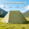 Pole-Free Setup with Hiking Poles or Tree TGpao pole-free trekking tent setup using hiking poles as support or hanging from a tree branch, demonstrating versatile pitching options.