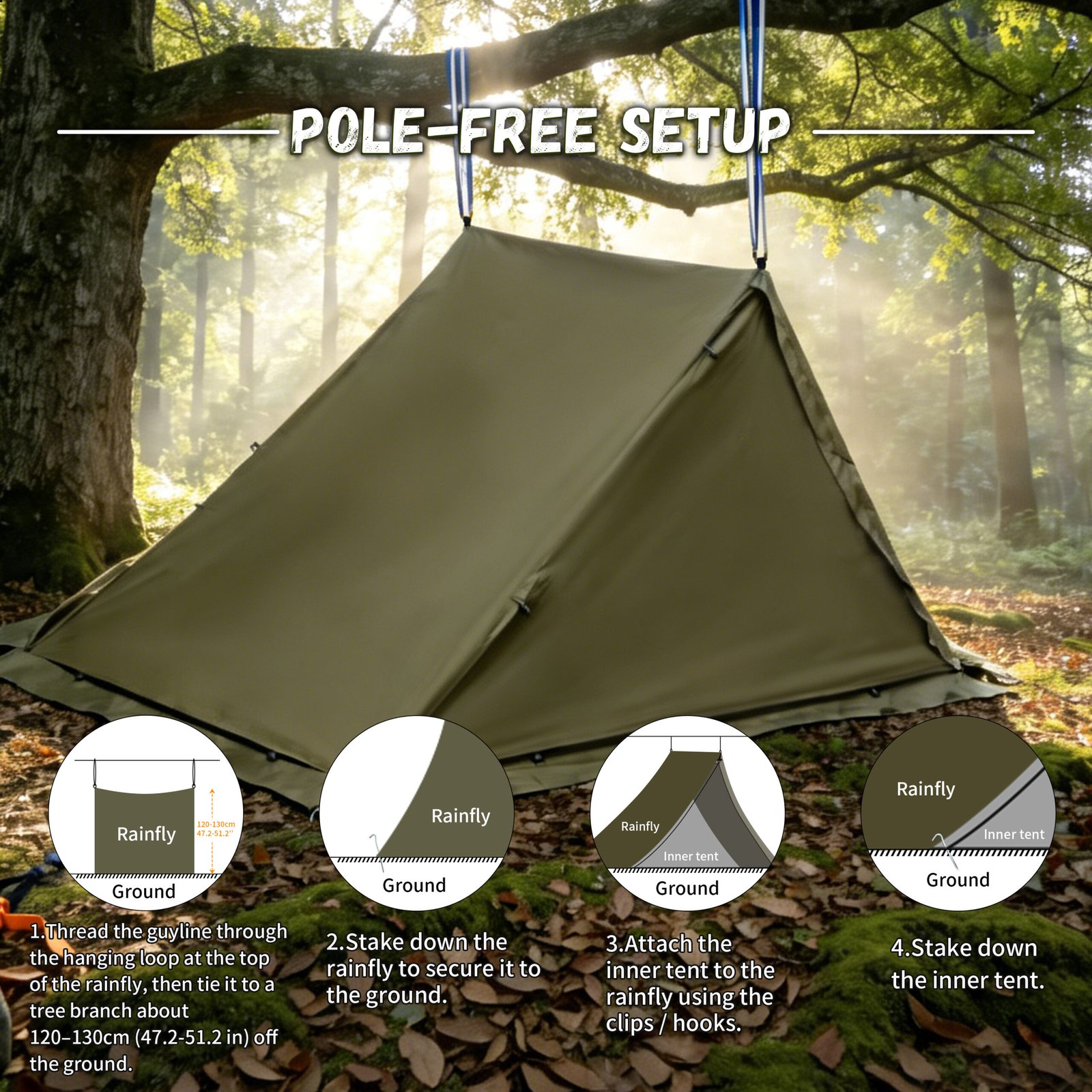B3 Mesh Inner Tent with Skylight Ventilation Fine B3 polyester mesh inner tent and top skylight vent of TGpao hiking tent, providing bug protection and airflow to prevent condensation.